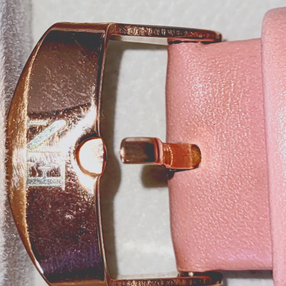 ⏱️💥 Elon Novac-Round Face-Salmon Pink Leather Strap Watch - Picture 5 of 10